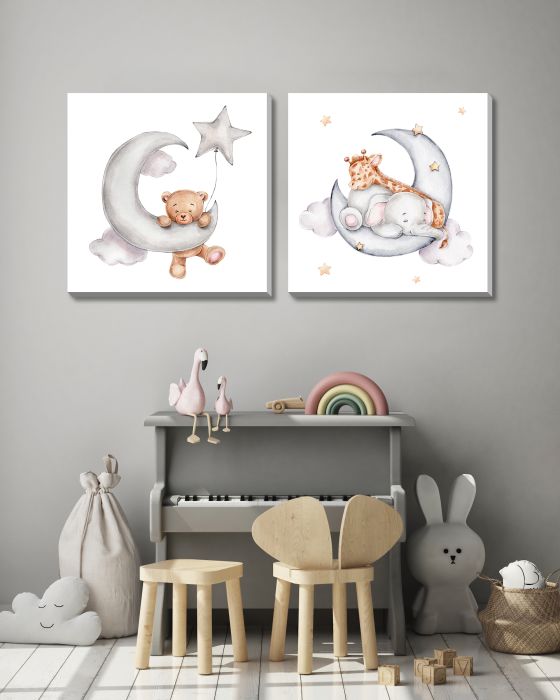 Elephant And Giraffe On Moon