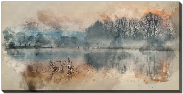 Lake in Mist Watercolor