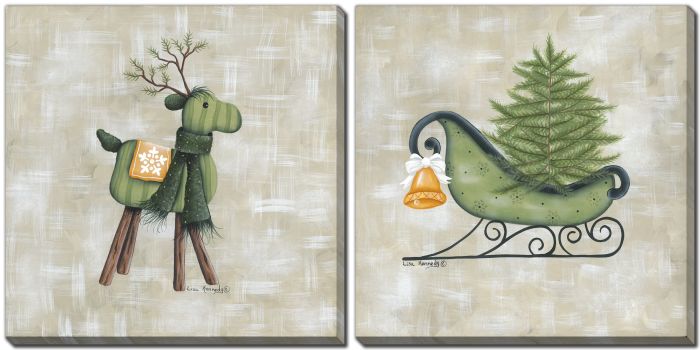 Deer and Sleigh Set of 2