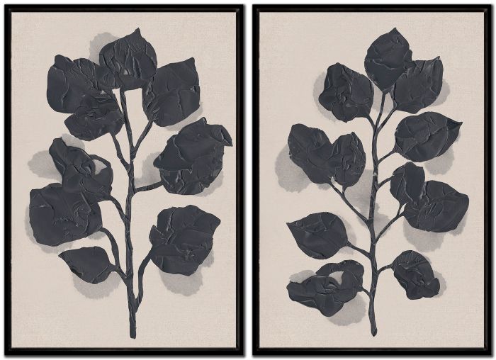 Black Rose Silhouette  Set of 2